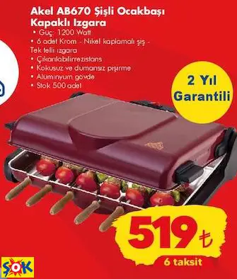 AKEL AB670 ŞİŞLİ OCAKBAŞI KAPAKLI IZGARA